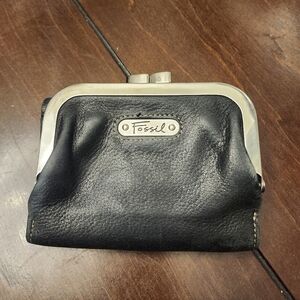 Fossil Black Leather Clasp Wallet